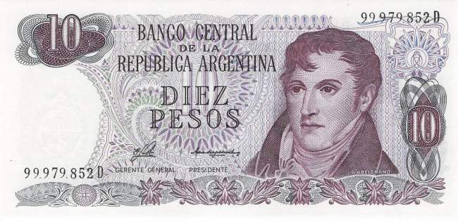Argentinien p300 10 Pesos 1976